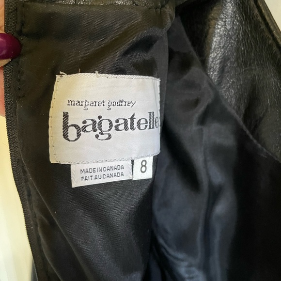 Bagatelle by Margaret Godfrey sz 8 leather dress long sleeves round neck AAA - Picture 6 of 9
